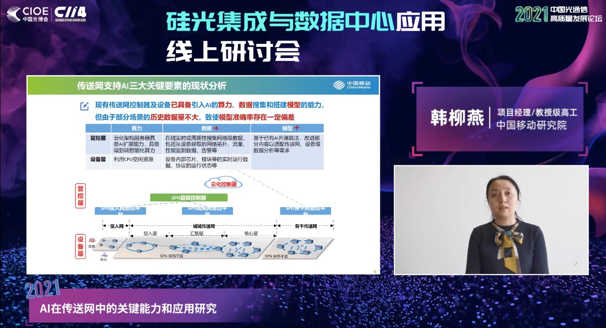 中国移动韩柳燕：AI技术助力传送网实现智能化转型