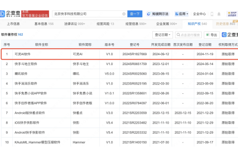 快手可灵AI软著获批登记