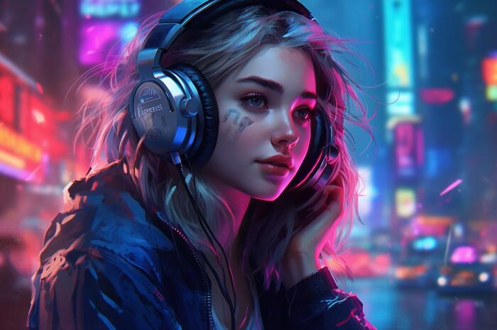 天才少女 赛博朋克 AI绘画 (1)